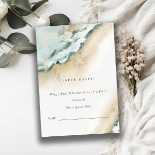 Zee Waves Sand Beach Diaper Raffle Baby shower Informatiekaartje