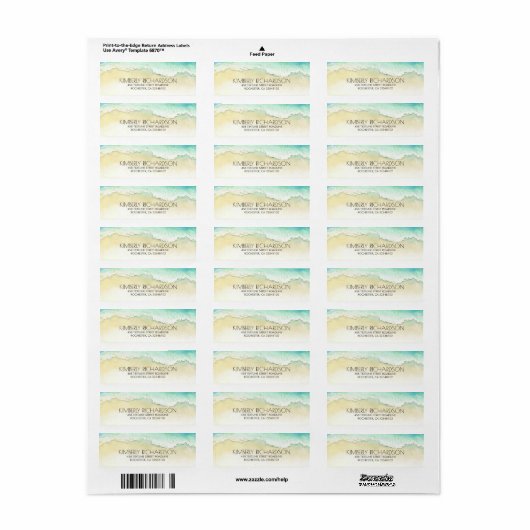 Zee Waves Tropical Beach Wedding Etiket (Full Sheet)