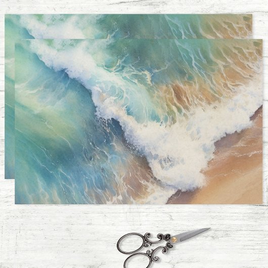Zee Waves Waterverf Strand Decoupage Tissuepapier