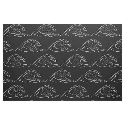 Zee Waves White Contour Surfting Artistic Summer Stof (Fat Quarter)