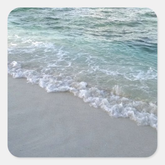 Zee Waves Zand Blank Sjabloon Maldiven Natuur Vierkante Sticker (Voorkant)