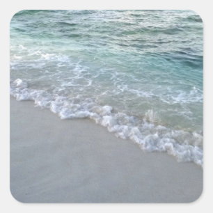 Zee Waves Zand Blank Sjabloon Maldiven Natuur Vierkante Sticker