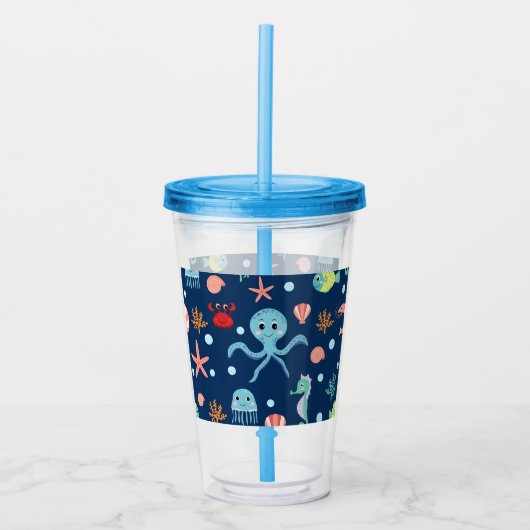 Zee wereld acryl drinkbeker (Voorkant)