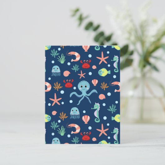 Zee wereld briefkaart (Staand voorkant)