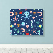 Zee wereld canvas afdruk (Insitu (Houten vloer))