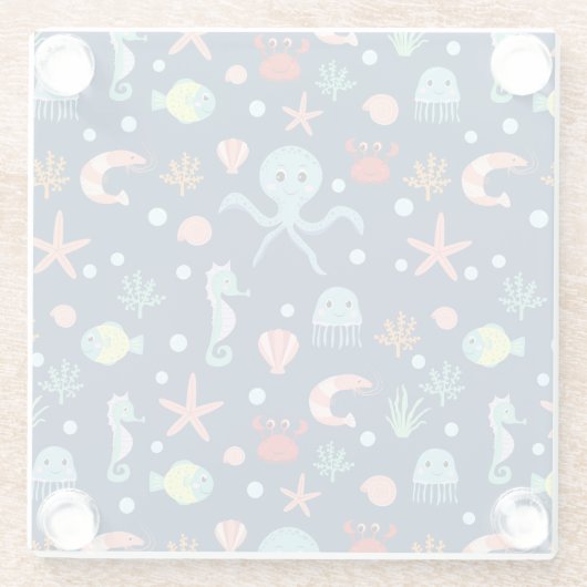 Zee wereld glazen onderzetter (Achterkant)