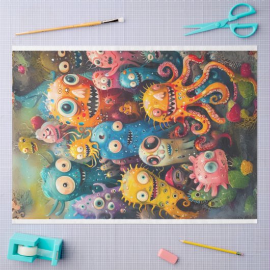 Zee Wereld Monsters Kinder Meubels Decoupage Tissuepapier (Craft)