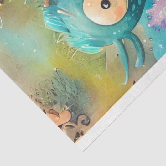 Zee Wereld Monsters Kinder Meubels Decoupage Tissuepapier (Detail)