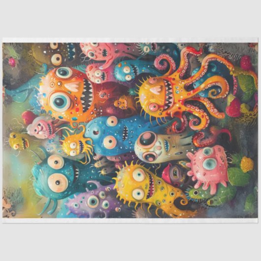 Zee Wereld Monsters Kinder Meubels Decoupage Tissuepapier (Voorkant)