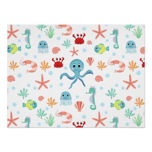 Zee wereld patroon perfect poster (Voorkant)