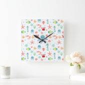 Zee wereld patroon vierkante klok (Huis)