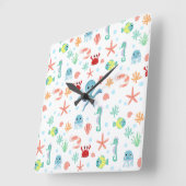 Zee wereld patroon vierkante klok (Hoek)