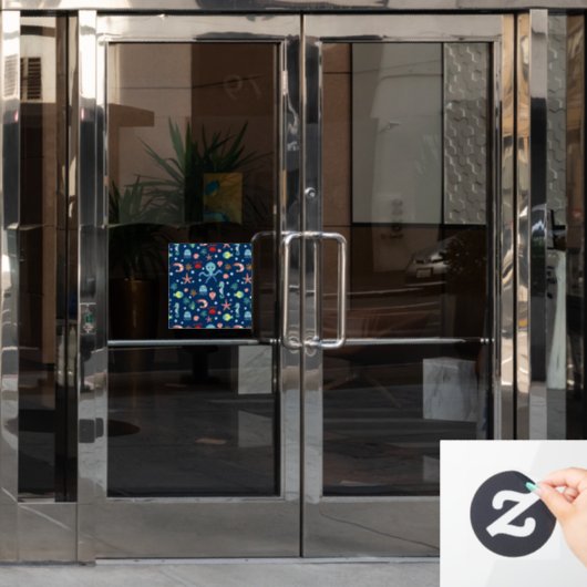 Zee wereld raamsticker (Kantoordeur)