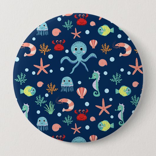 Zee wereld ronde button 4,0 cm (Voorkant)