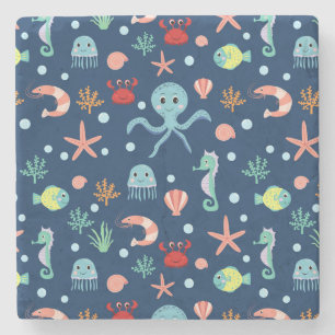 Zee wereld stenen onderzetter