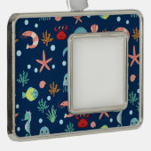 Zee wereld verzilverd omlijst ornament (Rechts)