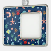 Zee wereld verzilverd omlijst ornament (Links)