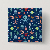 Zee wereld vierkante button 5,1 cm (Voorkant)