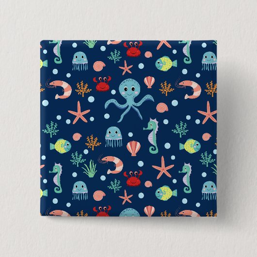 Zee wereld vierkante button 5,1 cm (Voorkant)