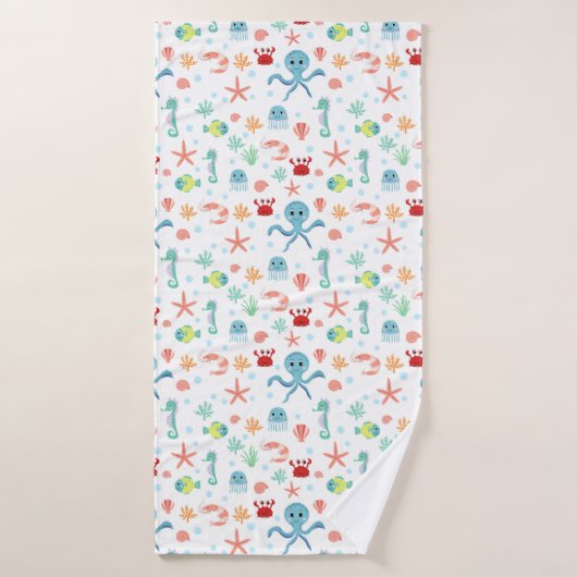 Zee Wereldpatroon Badhanddoek (Badhanddoek)