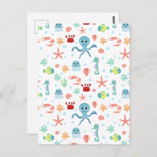 Zee Wereldpatroon Briefkaart (Voorkant / Achterkant)