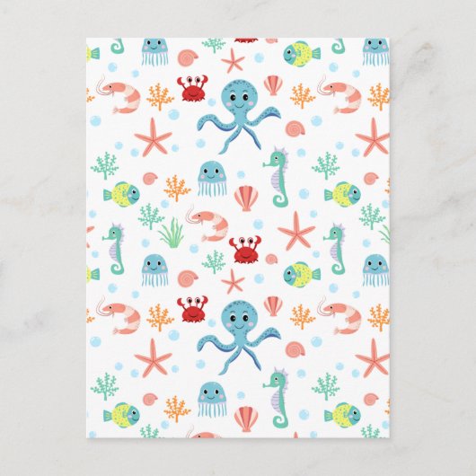 Zee Wereldpatroon Briefkaart (Voorkant)