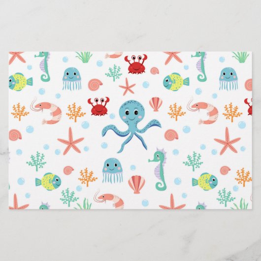 Zee Wereldpatroon Briefpapier (Voorkant)