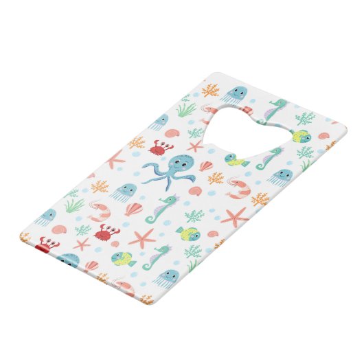 Zee Wereldpatroon Creditkaart Flessenopener (Achterkant Gekanteld)