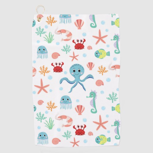 Zee Wereldpatroon Golfhanddoek (Voorkant)