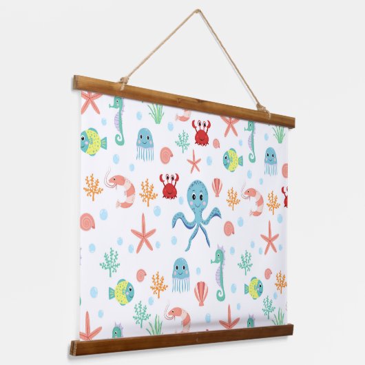 Zee Wereldpatroon Hangend Wandkleed (Gebogen)