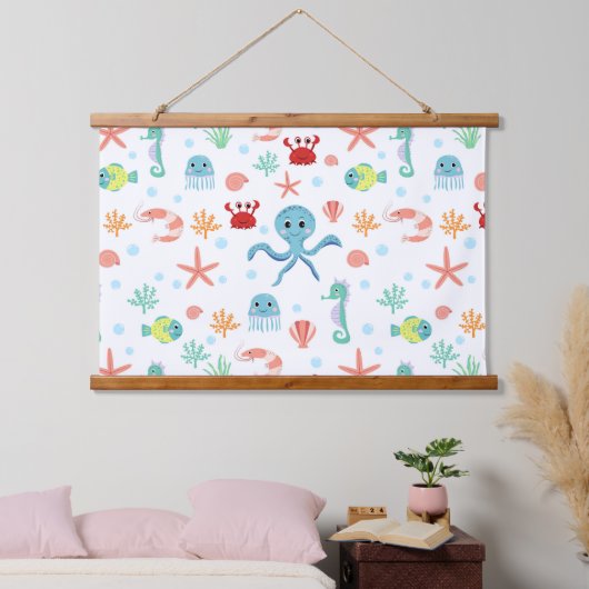 Zee Wereldpatroon Hangend Wandkleed (Slaapkamer)