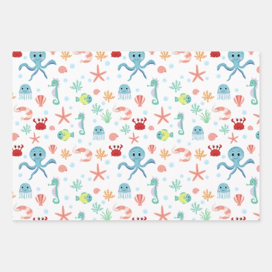 Zee Wereldpatroon Inpakpapier Vel (Voorkant)