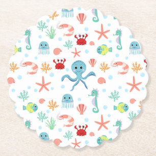 Zee Wereldpatroon Kartonnen Onderzetters