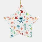 Zee Wereldpatroon Keramisch Ornament (Voorkant)