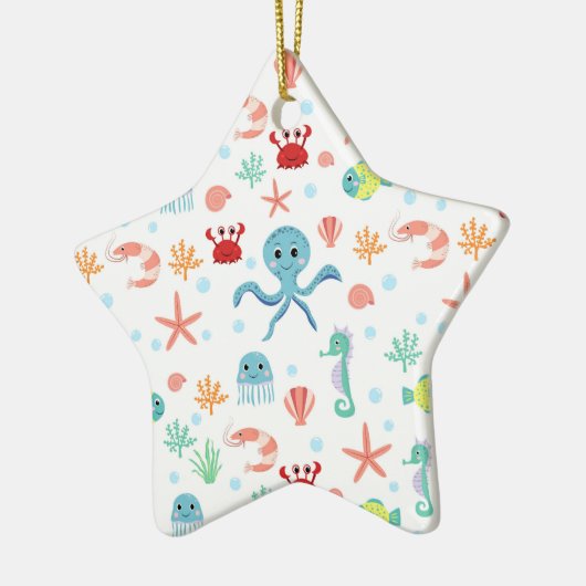 Zee Wereldpatroon Keramisch Ornament (Links)