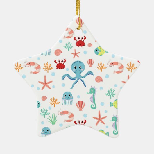 Zee Wereldpatroon Keramisch Ornament (Achterkant)