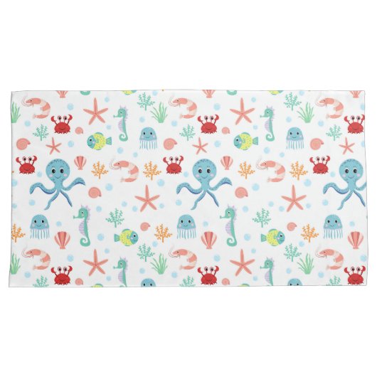 Zee Wereldpatroon Kussensloop (Voorkant-Rechts)