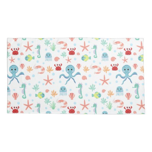 Zee Wereldpatroon Kussensloop (Achterkant-Links)