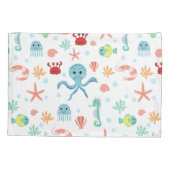 Zee Wereldpatroon Kussensloop (Achterkant-Links)