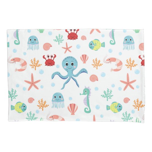 Zee Wereldpatroon Kussensloop (Voorkant-Links)