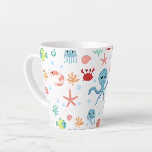 Zee Wereldpatroon Latte Mok (Linkerhoek)