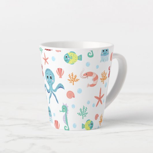 Zee Wereldpatroon Latte Mok (Rechterhoek)