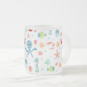 Zee Wereldpatroon Matglas Koffiemok (Voorkant rechts)