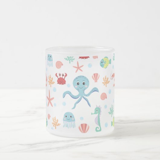 Zee Wereldpatroon Matglas Koffiemok (Center)