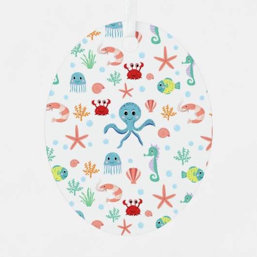 Zee Wereldpatroon Metalen Ornament (Voorkant)