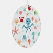 Zee Wereldpatroon Metalen Ornament (Voorkant Rechts)