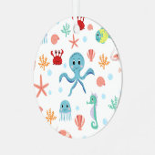 Zee Wereldpatroon Metalen Ornament (Voorkant links)