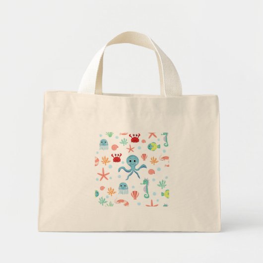 Zee Wereldpatroon Mini Tote Bag (Voorkant)