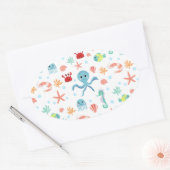 Zee Wereldpatroon Ovale Sticker (Envelop)