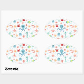 Zee Wereldpatroon Ovale Sticker (Vel)